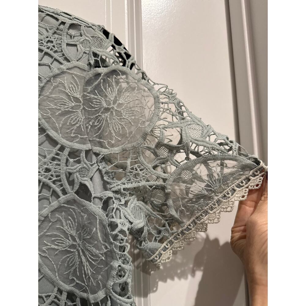 MSRP: $140 | ✨ Macaron Floral Lace Shift Dress – Size S | Sage / Soft Green✨ - Picture 5 of 10